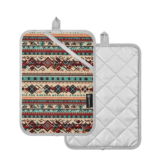 Yayeee Pot Holders Kitchen Heat Resistant with Pockets 7"x9.8" Cotton Oven Cooking Hot Pads, Tribal Art