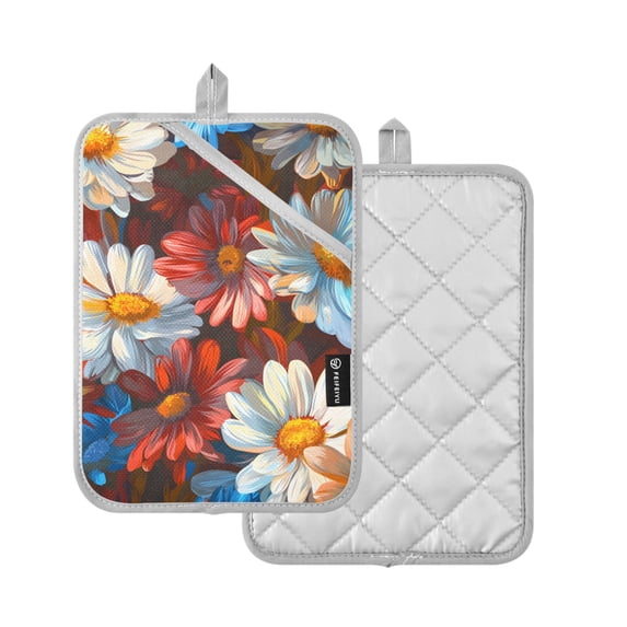 Yayeee Pot Holders Kitchen Heat Resistant with Pockets 7"x9.8" Cotton Oven Cooking Hot Pads, Vibrant Floral