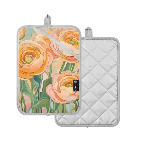 Yayeee Pot Holders Kitchen Heat Resistant with Pocket 7"x9.8" Cotton Oven Cooking Hot Pads, Abstract Floral Art