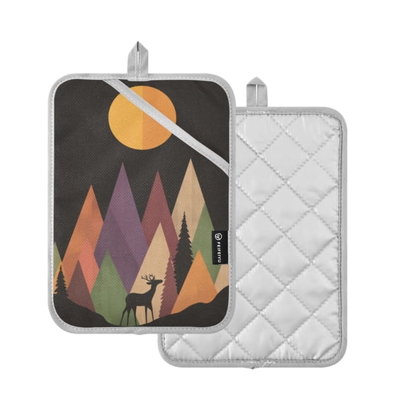 Yayeee Pot Holders Kitchen Heat Resistant with Pocket 7"x9.8" Cotton Oven Cooking Hot Pads, Abstract Mountain