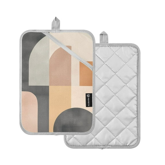 Yayeee Pot Holders Kitchen Heat Resistant with Pocket 7"x9.8" Cotton Oven Cooking Hot Pads, Abstract Shapes