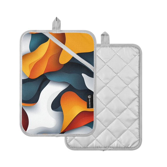 Yayeee Pot Holders Kitchen Heat Resistant with Pocket 7"x9.8" Cotton Oven Cooking Hot Pads, Abstract Wavy