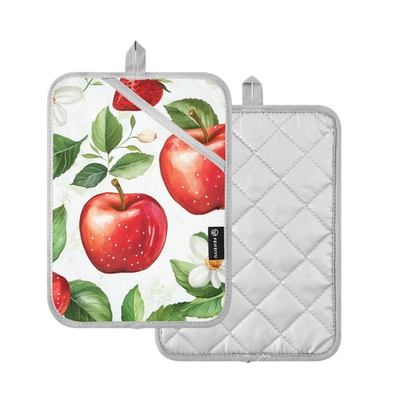 Yayeee Pot Holders Kitchen Heat Resistant with Pocket 7"x9.8" Cotton Oven Cooking Hot Pads, Apple Pattern
