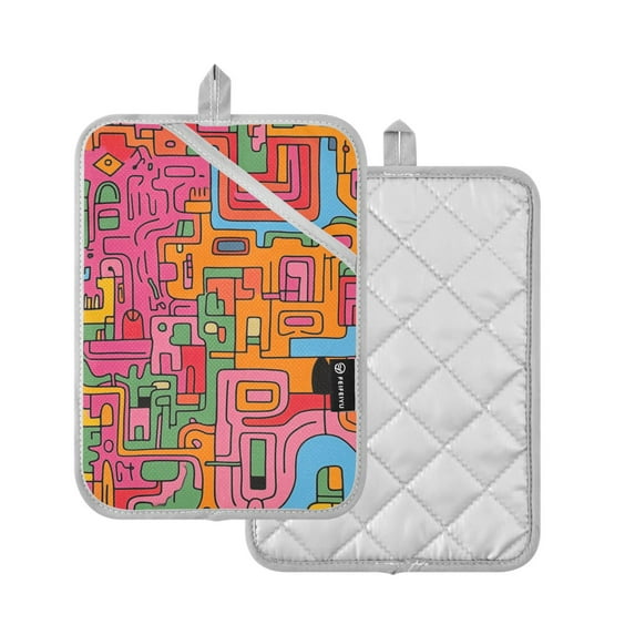Yayeee Pot Holders Kitchen Heat Resistant with Pocket 7"x9.8" Cotton Oven Cooking Hot Pads, Art City