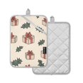 thumbnail image 1 of Yayeee Pot Holders Kitchen Heat Resistant with Pocket 7"x9.8" Cotton Oven Cooking Hot Pads, Beige Christmas Gift Pattern, 1 of 7