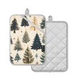 thumbnail image 1 of Yayeee Pot Holders Kitchen Heat Resistant with Pocket 7"x9.8" Cotton Oven Cooking Hot Pads, Beige Christmas Trees, 1 of 7