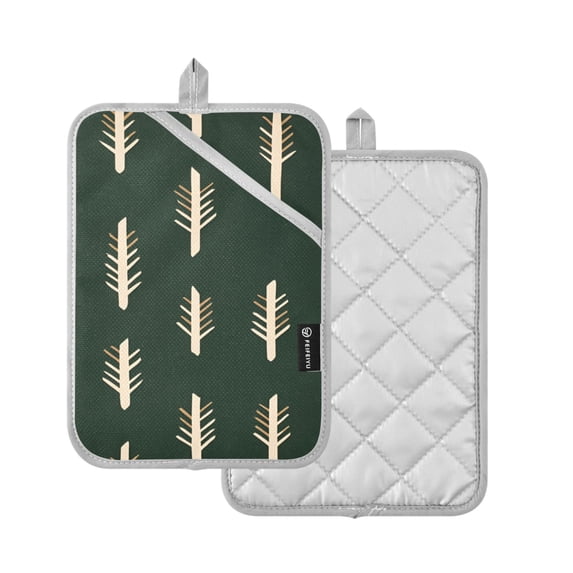 Yayeee Pot Holders Kitchen Heat Resistant with Pocket 7"x9.8" Cotton Oven Cooking Hot Pads, Beige Plants
