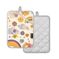 thumbnail image 1 of Yayeee Pot Holders Kitchen Heat Resistant with Pocket 7"x9.8" Cotton Oven Cooking Hot Pads, Beige Retro Rainbow, 1 of 7