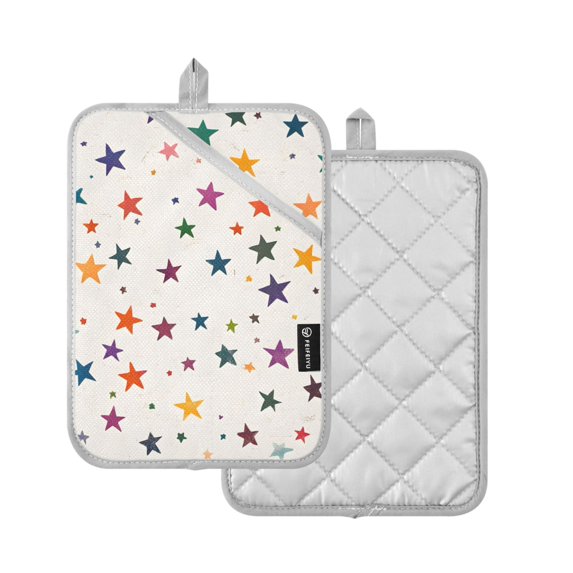 Yayeee Pot Holders Kitchen Heat Resistant with Pocket 7"x9.8" Cotton Oven Cooking Hot Pads, Beige Stars