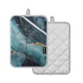 thumbnail image 1 of Yayeee Pot Holders Kitchen Heat Resistant with Pocket 7"x9.8" Cotton Oven Cooking Hot Pads, Black Marble, 1 of 7