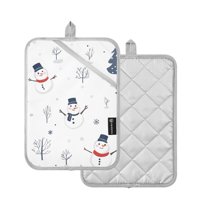 Yayeee Pot Holders Kitchen Heat Resistant with Pocket 7"x9.8" Cotton Oven Cooking Hot Pads, Blue Cartoon Snowmen
