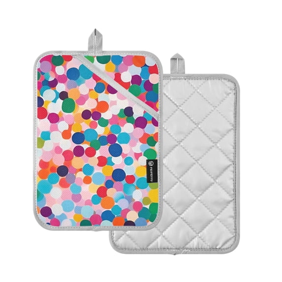 Yayeee Pot Holders Kitchen Heat Resistant with Pocket 7"x9.8" Cotton Oven Cooking Hot Pads, Blue Colorful Circles