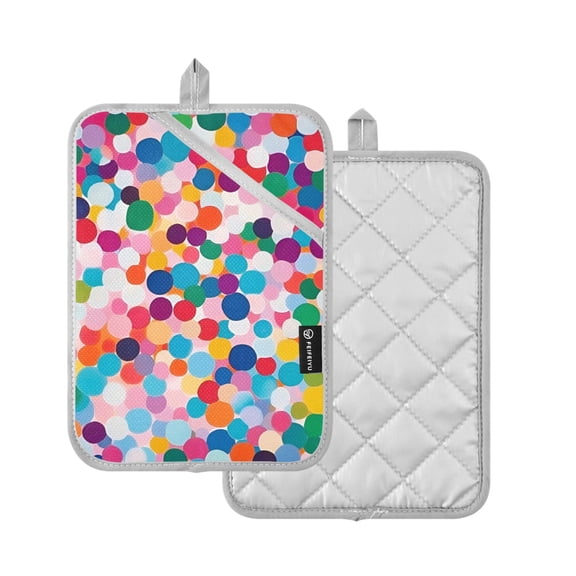 Yayeee Pot Holders Kitchen Heat Resistant with Pocket 7"x9.8" Cotton Oven Cooking Hot Pads, Blue Colorful Circles