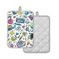 thumbnail image 1 of Yayeee Pot Holders Kitchen Heat Resistant with Pocket 7"x9.8" Cotton Oven Cooking Hot Pads, Blue Doodle Pattern, 1 of 7