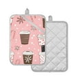 thumbnail image 1 of Yayeee Pot Holders Kitchen Heat Resistant with Pocket 7"x9.8" Cotton Oven Cooking Hot Pads, Brown Hand Drawn Cups, 1 of 7