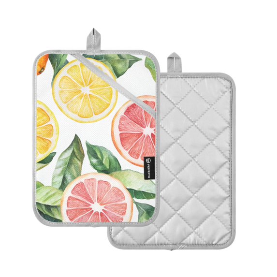 Yayeee Pot Holders Kitchen Heat Resistant with Pocket 7"x9.8" Cotton Oven Cooking Hot Pads, Candy Grapefruit