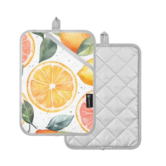 Yayeee Pot Holders Kitchen Heat Resistant with Pocket 7"x9.8" Cotton Oven Cooking Hot Pads, Candy Lemon Slices
