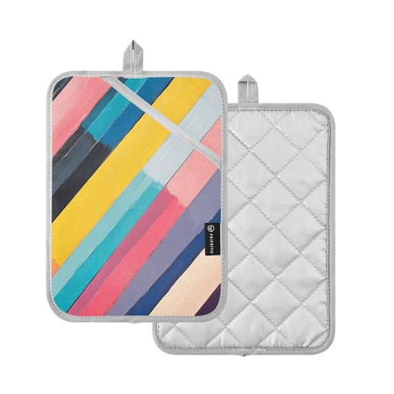 Yayeee Pot Holders Kitchen Heat Resistant with Pocket 7"x9.8" Cotton Oven Cooking Hot Pads, Color Striped