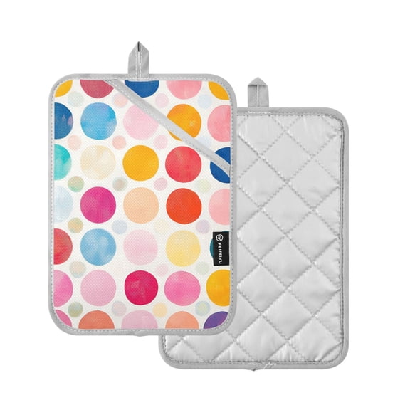 Yayeee Pot Holders Kitchen Heat Resistant with Pocket 7"x9.8" Cotton Oven Cooking Hot Pads, Colorful Circles