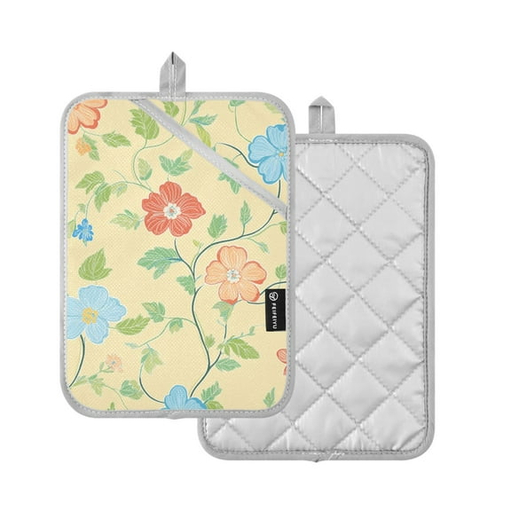 Yayeee Pot Holders Kitchen Heat Resistant with Pocket 7"x9.8" Cotton Oven Cooking Hot Pads, Colorful Flower