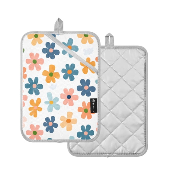 Yayeee Pot Holders Kitchen Heat Resistant with Pocket 7"x9.8" Cotton Oven Cooking Hot Pads, Colorful Flowers