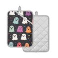 thumbnail image 1 of Yayeee Pot Holders Kitchen Heat Resistant with Pocket 7"x9.8" Cotton Oven Cooking Hot Pads, Colorful Halloween Ghost, 1 of 7