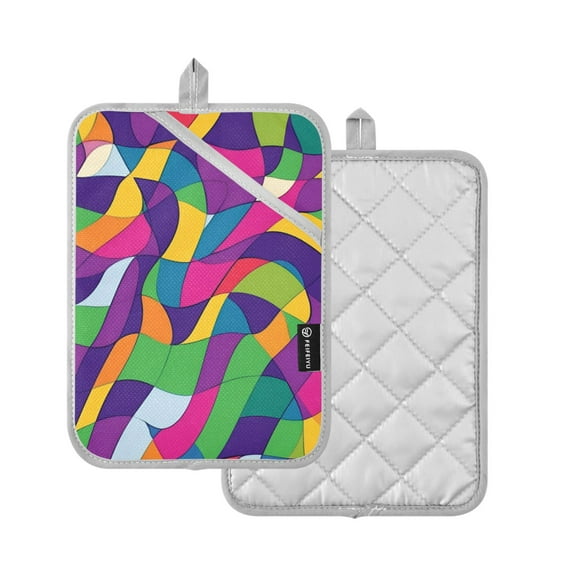 Yayeee Pot Holders Kitchen Heat Resistant with Pocket 7"x9.8" Cotton Oven Cooking Hot Pads, Colorful Plaid