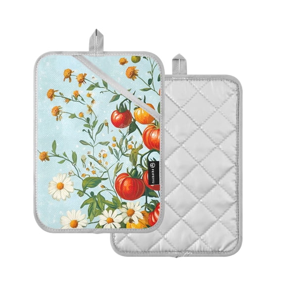 Yayeee Pot Holders Kitchen Heat Resistant with Pocket 7"x9.8" Cotton Oven Cooking Hot Pads, Colorful Tomatoes