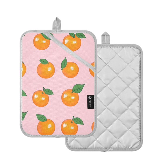 Yayeee Pot Holders Kitchen Heat Resistant with Pocket 7"x9.8" Cotton Oven Cooking Hot Pads, Cute Oranges