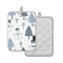 Yayeee Pot Holders Kitchen Heat Resistant with Pocket 7"x9.8" Cotton Oven Cooking Hot Pads, Cute Snowmen