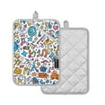 thumbnail image 1 of Yayeee Pot Holders Kitchen Heat Resistant with Pocket 7"x9.8" Cotton Oven Cooking Hot Pads, Doodle Pattern, 1 of 7