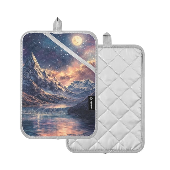 Yayeee Pot Holders Kitchen Heat Resistant with Pocket 7"x9.8" Cotton Oven Cooking Hot Pads, Ethereal Mountain