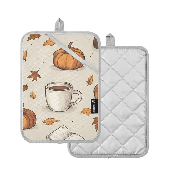 Yayeee Pot Holders Kitchen Heat Resistant with Pocket 7"x9.8" Cotton Oven Cooking Hot Pads, Fall Pumpkin Pattern