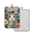 thumbnail image 1 of Yayeee Pot Holders Kitchen Heat Resistant with Pocket 7"x9.8" Cotton Oven Cooking Hot Pads, Flowers Cat, 1 of 7