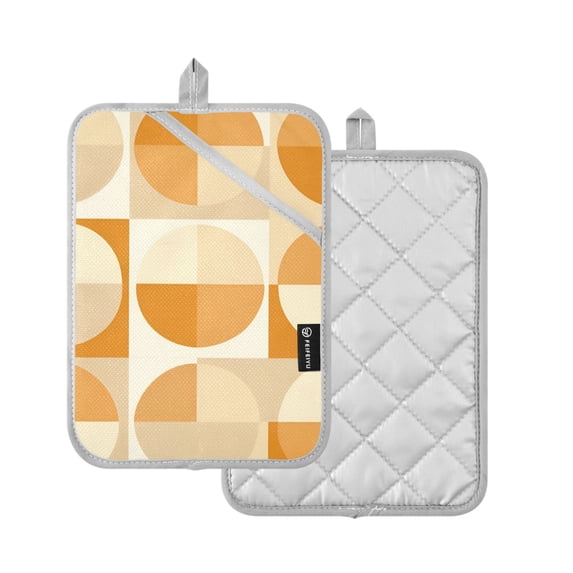 Yayeee Pot Holders Kitchen Heat Resistant with Pocket 7"x9.8" Cotton Oven Cooking Hot Pads, Geometric Circles