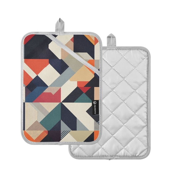 Yayeee Pot Holders Kitchen Heat Resistant with Pocket 7"x9.8" Cotton Oven Cooking Hot Pads, Geometric Pattern