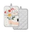 thumbnail image 1 of Yayeee Pot Holders Kitchen Heat Resistant with Pocket 7"x9.8" Cotton Oven Cooking Hot Pads, Gray Cute Flower, 1 of 7