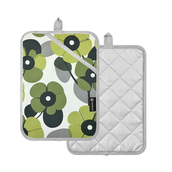 Yayeee Pot Holders Kitchen Heat Resistant with Pocket 7"x9.8" Cotton Oven Cooking Hot Pads, Gray Floral