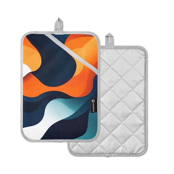 Yayeee Pot Holders Kitchen Heat Resistant with Pocket 7"x9.8" Cotton Oven Cooking Hot Pads, Green Abstract Wavy