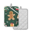 thumbnail image 1 of Yayeee Pot Holders Kitchen Heat Resistant with Pocket 7"x9.8" Cotton Oven Cooking Hot Pads, Green Christmas Gingerbread, 1 of 7