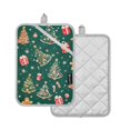 thumbnail image 1 of Yayeee Pot Holders Kitchen Heat Resistant with Pocket 7"x9.8" Cotton Oven Cooking Hot Pads, Green Christmas Gingerbread, 1 of 7