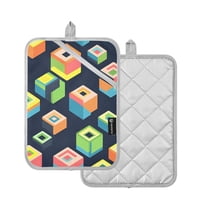 Yayeee Pot Holders Kitchen Heat Resistant with Pocket 7"x9.8" Cotton Oven Cooking Hot Pads, Green Cubes