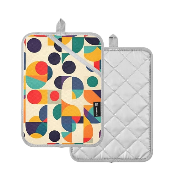 Yayeee Pot Holders Kitchen Heat Resistant with Pocket 7"x9.8" Cotton Oven Cooking Hot Pads, Green Geometric