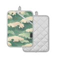 thumbnail image 1 of Yayeee Pot Holders Kitchen Heat Resistant with Pocket 7"x9.8" Cotton Oven Cooking Hot Pads, Green Wave Pattern, 1 of 7