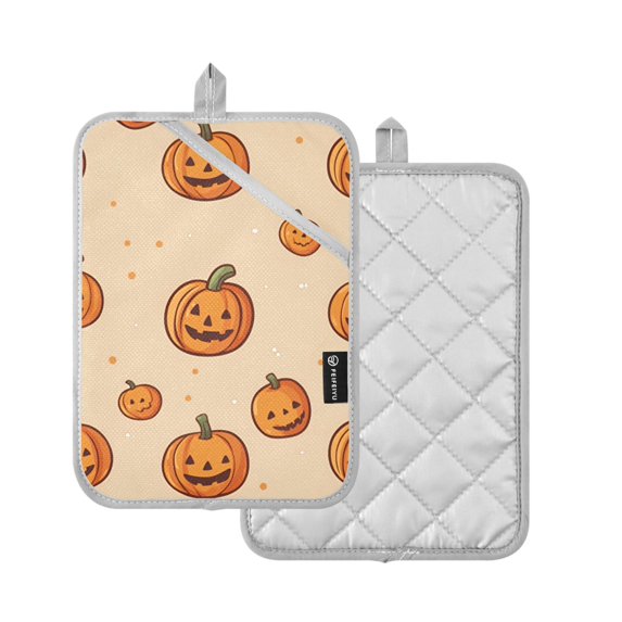Yayeee Pot Holders Kitchen Heat Resistant with Pocket 7"x9.8" Cotton Oven Cooking Hot Pads, Halloween Pumpkins Pattern
