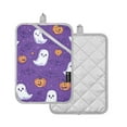 thumbnail image 1 of Yayeee Pot Holders Kitchen Heat Resistant with Pocket 7"x9.8" Cotton Oven Cooking Hot Pads, Halloween Purple Ghosts, 1 of 7