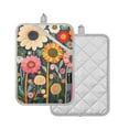 thumbnail image 1 of Yayeee Pot Holders Kitchen Heat Resistant with Pocket 7"x9.8" Cotton Oven Cooking Hot Pads, Large Colorful Flowers, 1 of 7