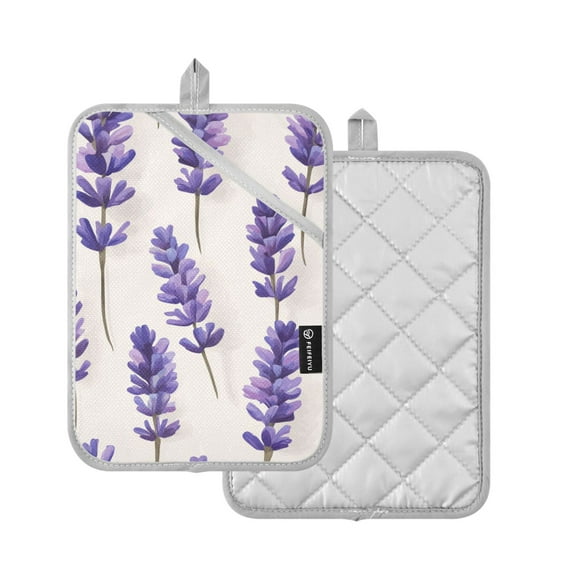 Yayeee Pot Holders Kitchen Heat Resistant with Pocket 7"x9.8" Cotton Oven Cooking Hot Pads, Lavender Pattern