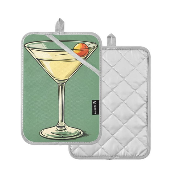 Yayeee Pot Holders Kitchen Heat Resistant with Pocket 7"x9.8" Cotton Oven Cooking Hot Pads, Lemon Glass