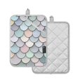 thumbnail image 1 of Yayeee Pot Holders Kitchen Heat Resistant with Pocket 7"x9.8" Cotton Oven Cooking Hot Pads, Light Blue Shimmering Pattern, 1 of 7